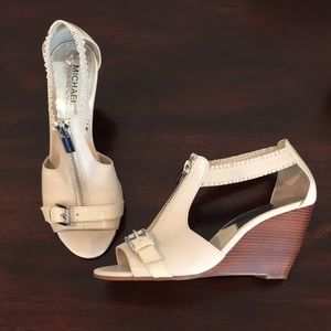 Michael Kors white leather wedges- worn twice!!